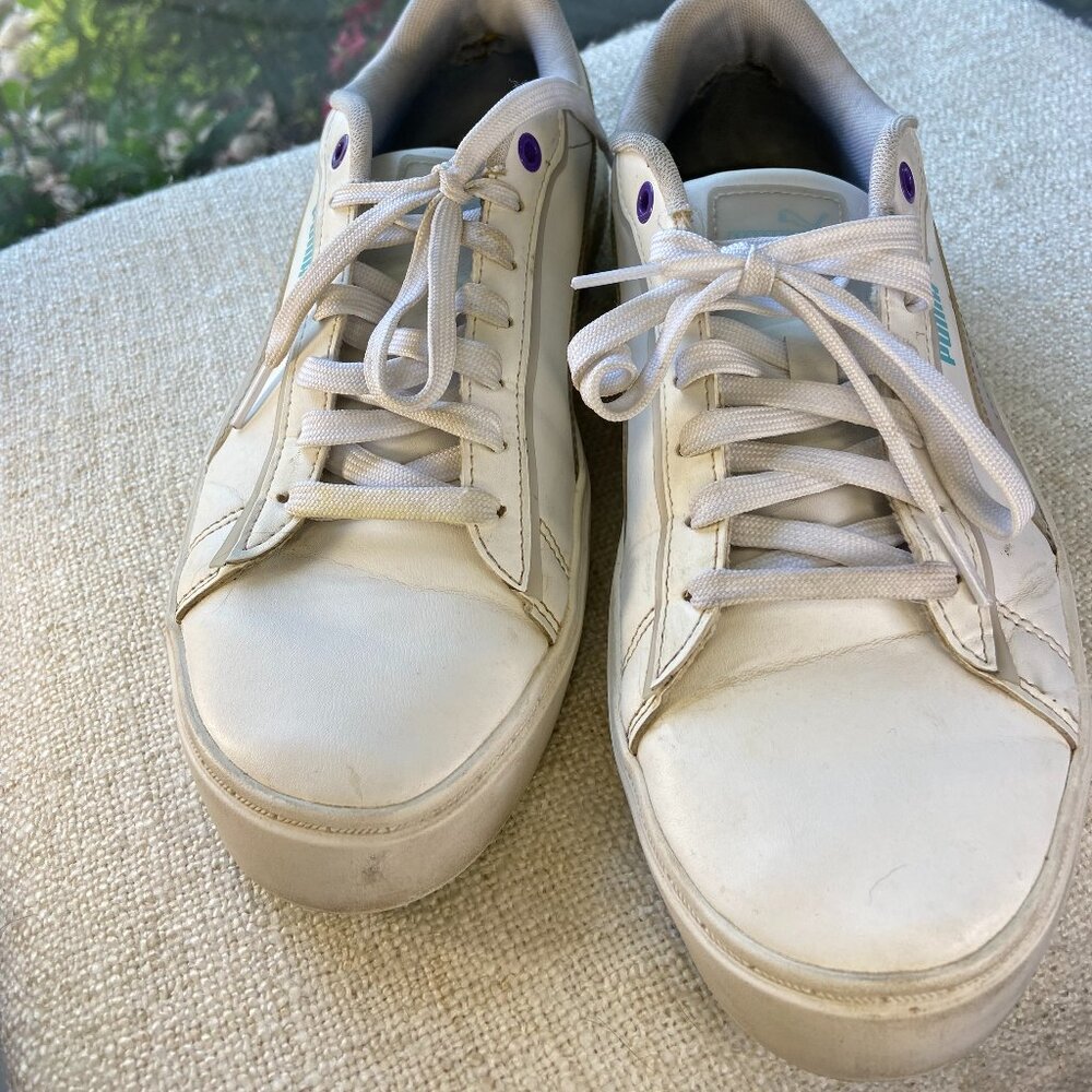 Puma Smash Platform v2 'Candy - White leather Arctic Ice lace-up sneakers Size 7 - Picture 3 of 7